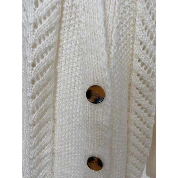 CENY Grandpa Mixed Cable Knit Cardigan Sweater Size Small in Natural/Ivory NWT - Picture 5 of 8